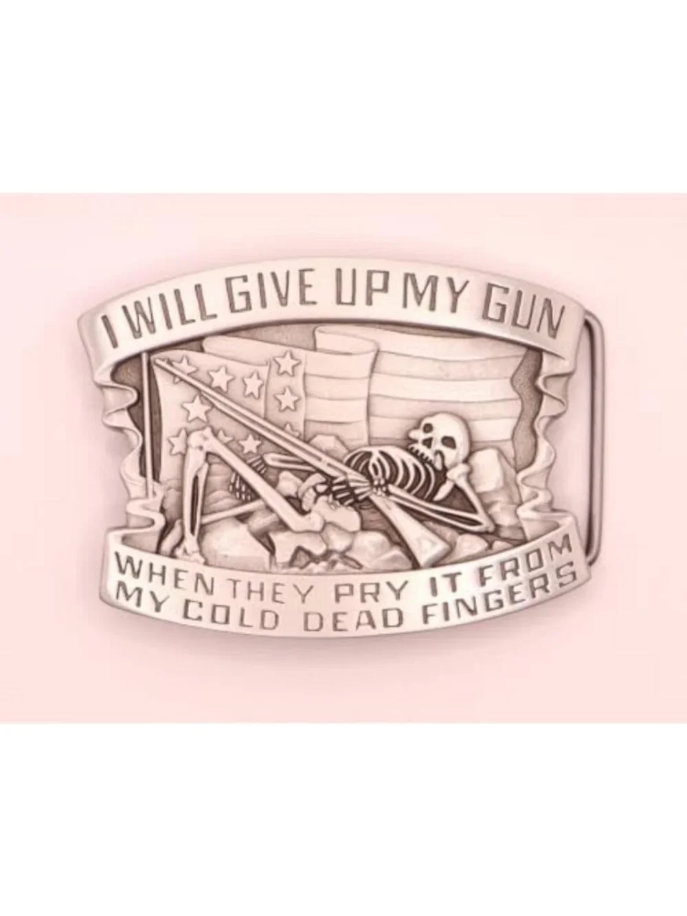 Men's Skeleton Belt Buckle - Unique Give Up My Gun Design, Stylish & Durable